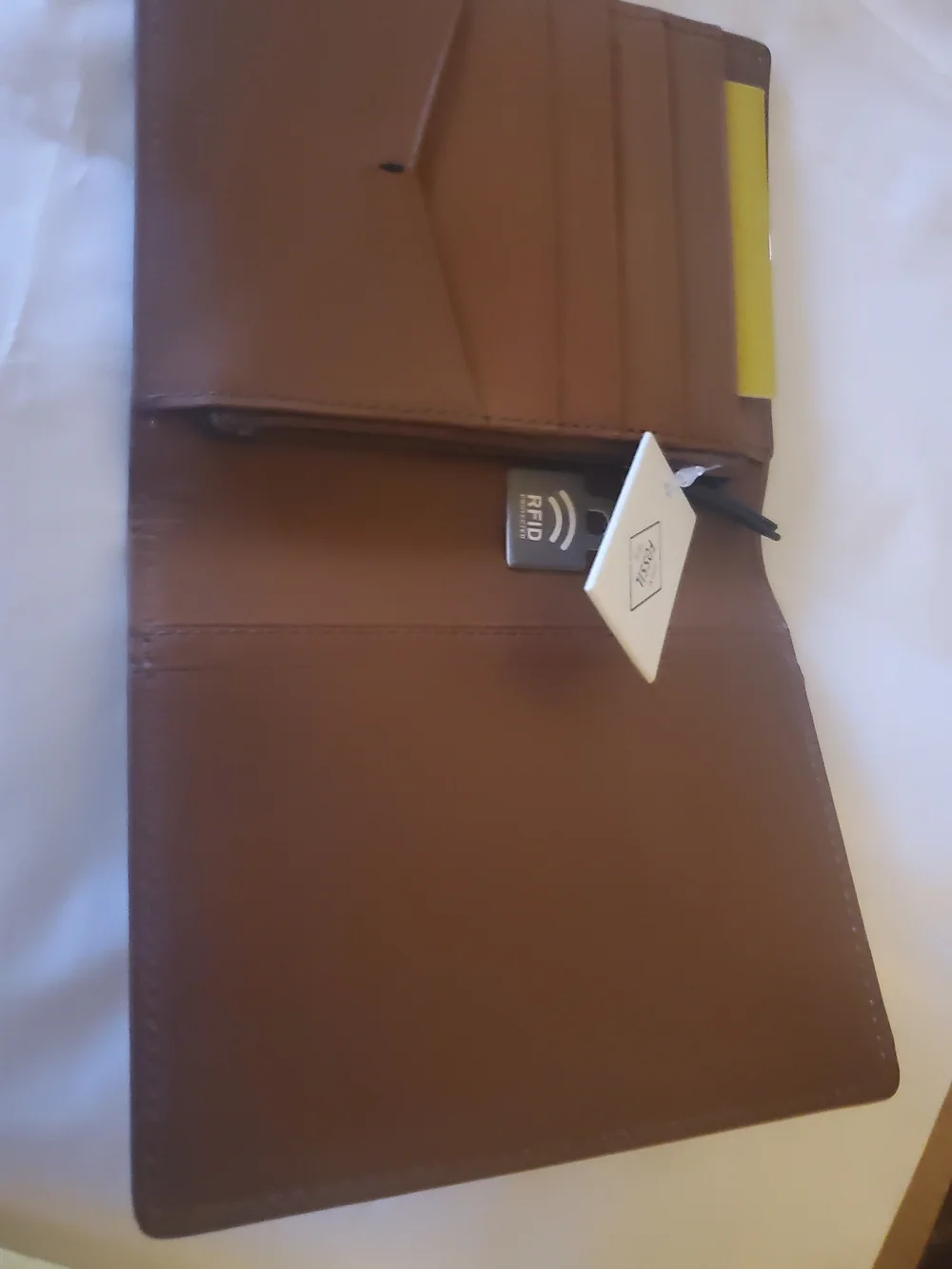 Fossil Two-Tone Brown and Dark Blue Leather Bi-Fold Wallet